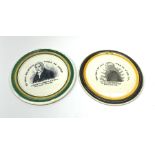 Two early 19th century pottery plaques, possibly by Dixon & Co. of Sunderland, each of circular form