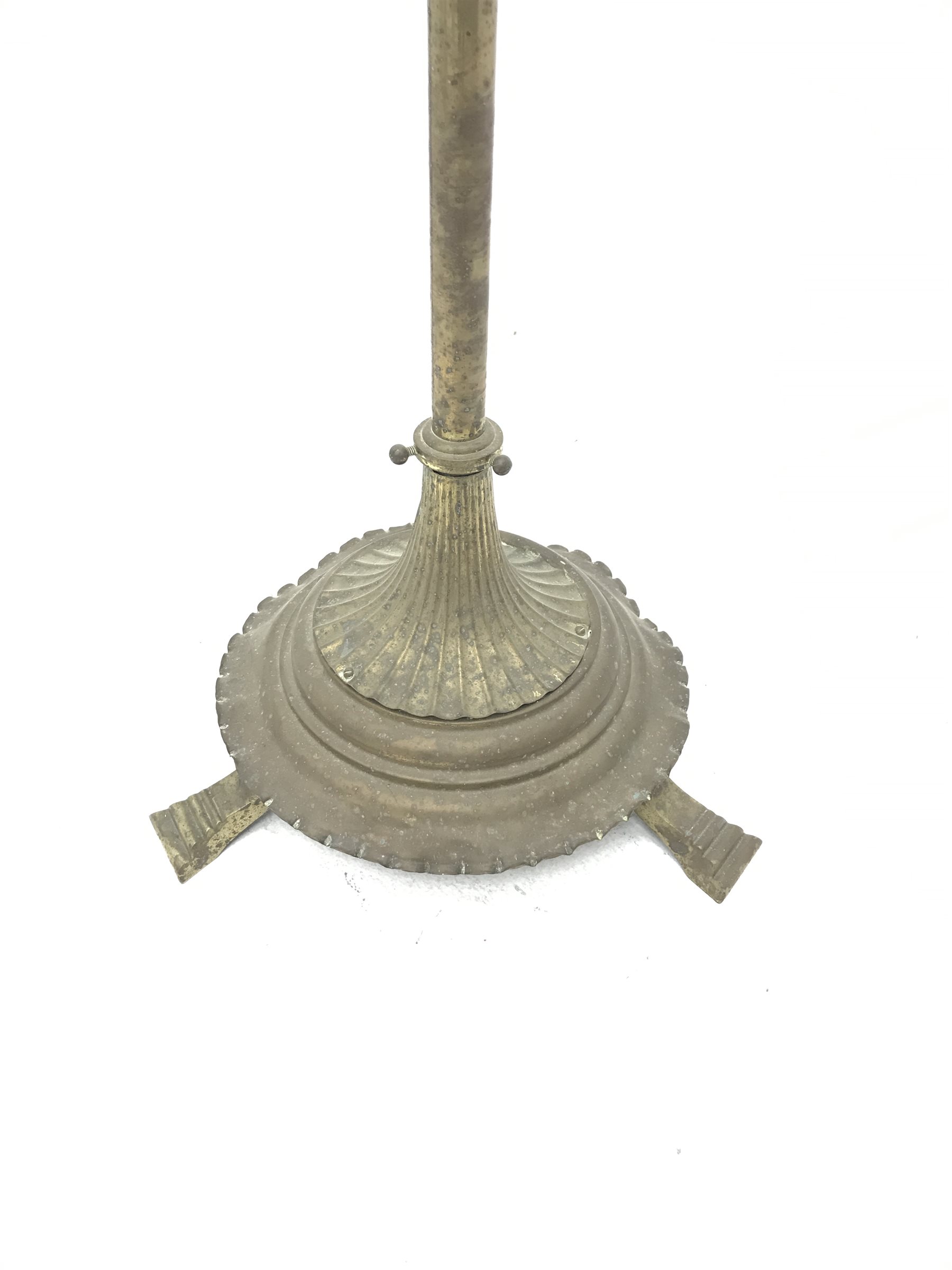Early 20th Century classical brass standard lamp with shade, H155cm ex shade - Image 2 of 2