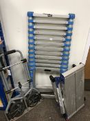 MacAllister telescopic extension ladder (380cm max) a work platform and folding trolley (3)