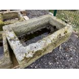 19th century rectangular stone trough, W75cm, D45cm, H23cm