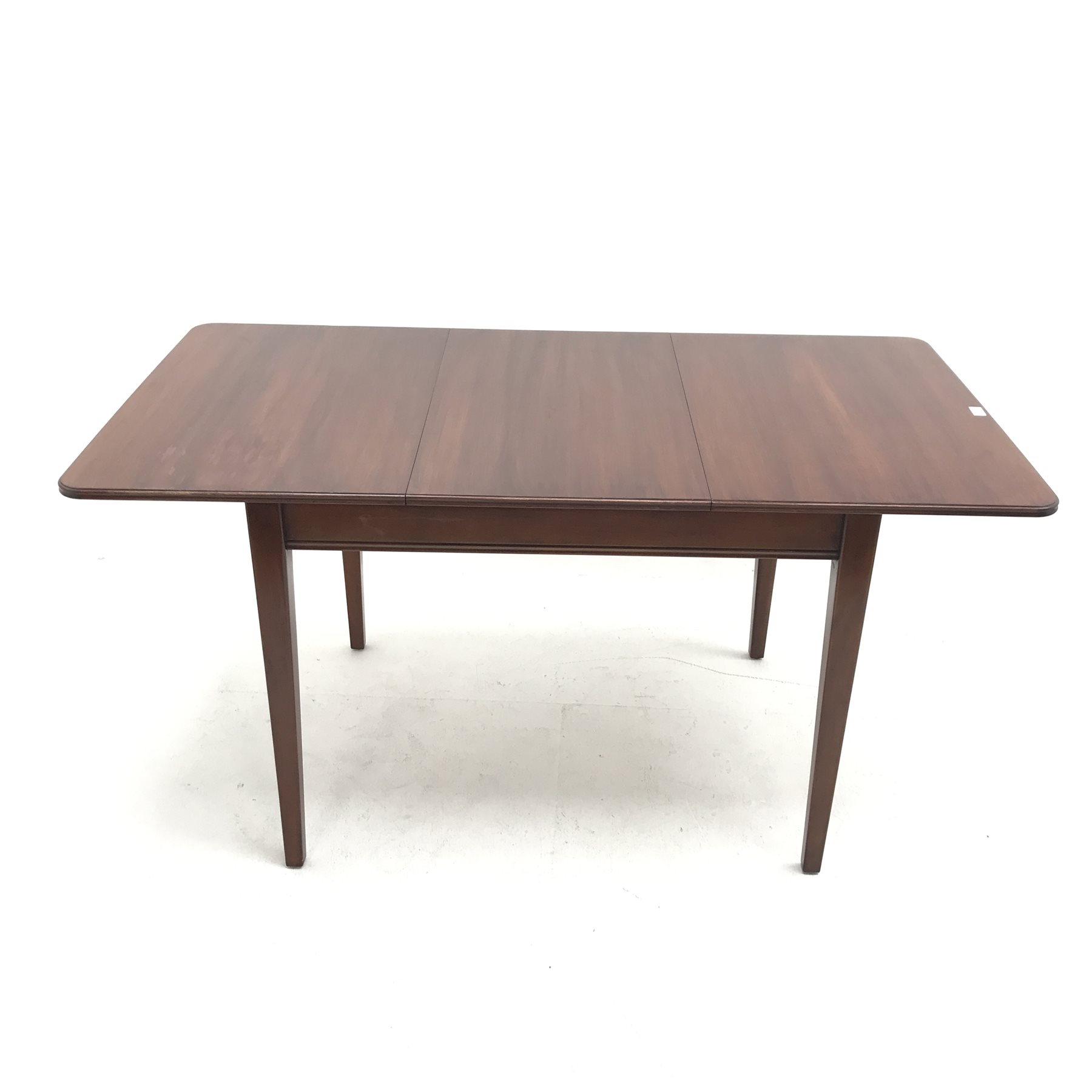 Mid to late century mahogany extending dining table, single leaf, square tapering supports, W153cm, - Image 4 of 4