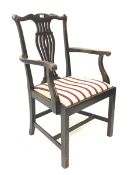 Chippendale mahogany style armchair, upholstered drop in seat, square supports, W63cm