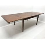 Grange cherry wood extending dining table, two leaves, square tapering supports, W271cm, H77cm, D105