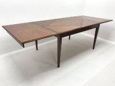 Grange cherry wood extending dining table, two leaves, square tapering supports, W271cm, H77cm, D105
