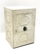 Small Victorian cast iron safe, the single door and sides with moulded decoration, interior fitted w