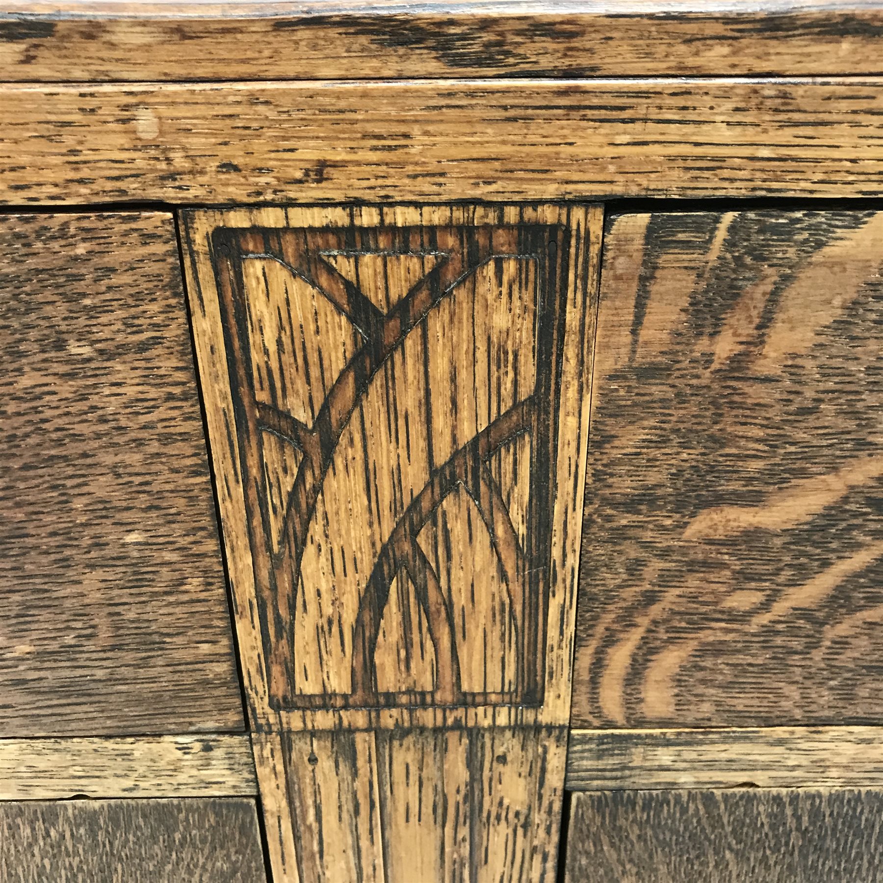 Early 20th century oak sideboard fitted with two drawers and two cupboards, W122cm, H96cm, D47cm - Image 3 of 5