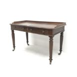 Victorian mahogany figured two drawer writing desk side table, fitted with two drawers, W124cm, D61c