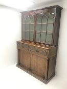 Early 19th century and later mahogany secretaire bookcase, two astragal glazed doors above fall fron