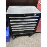 Halfords Advanced six drawer tool chest on castors with a quantity of hand tools