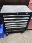 Halfords Advanced six drawer tool chest on castors with a quantity of hand tools