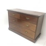 Edwardian mahogany chest, two short and two long drawers, plinth base, W122cm, H83cm, D52cm