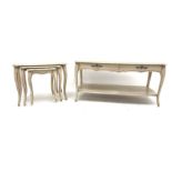 Pierre Fontaine collection light wood coffee table, moulded shaped top, two drawers, cabriole legs j