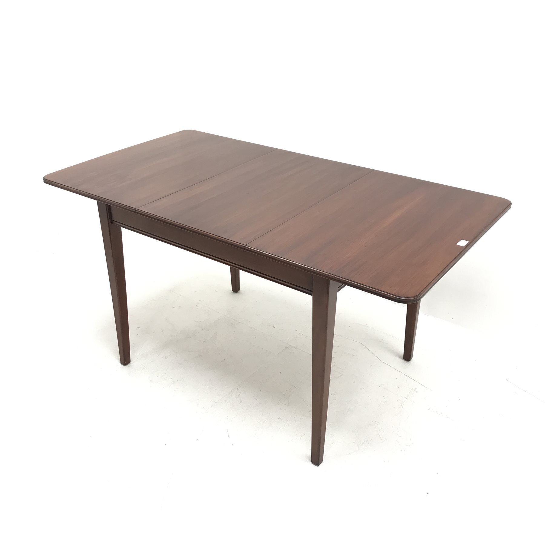 Mid to late century mahogany extending dining table, single leaf, square tapering supports, W153cm, - Image 3 of 4