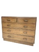 Mid 20th century teak chest, two short and three long drawers, W106cm, H85cm, D51cm