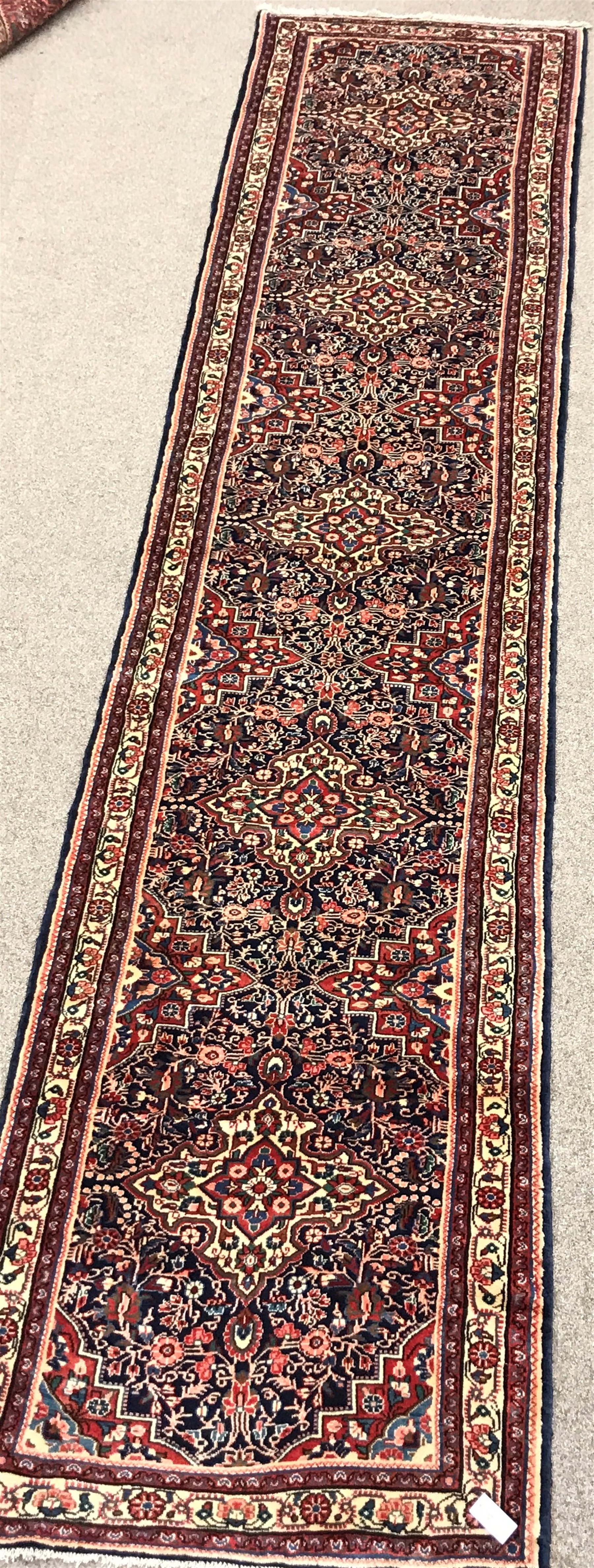 Kashan blue ground runner, multi repeating borders, floral field, 455cm x 100cm - Image 2 of 4