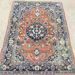 Antique Persian blue and red ground rug carpet, 250cm x 352 cm