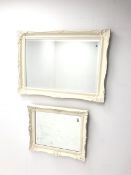 Two cream finish classical wall mirrors, 65cm x 90cm and 54cm x 64cm