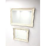 Two cream finish classical wall mirrors, 65cm x 90cm and 54cm x 64cm