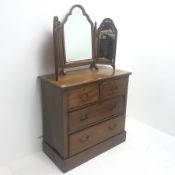 Early 20th century mahogany chest, two short and two long drawers, plinth base (W90cm, H85cm, D45cm)