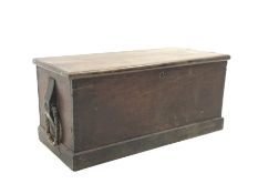 Seaman's camphorwood chest with hinged lid and rope handles, on platform base, stamped W.Cooper Hull