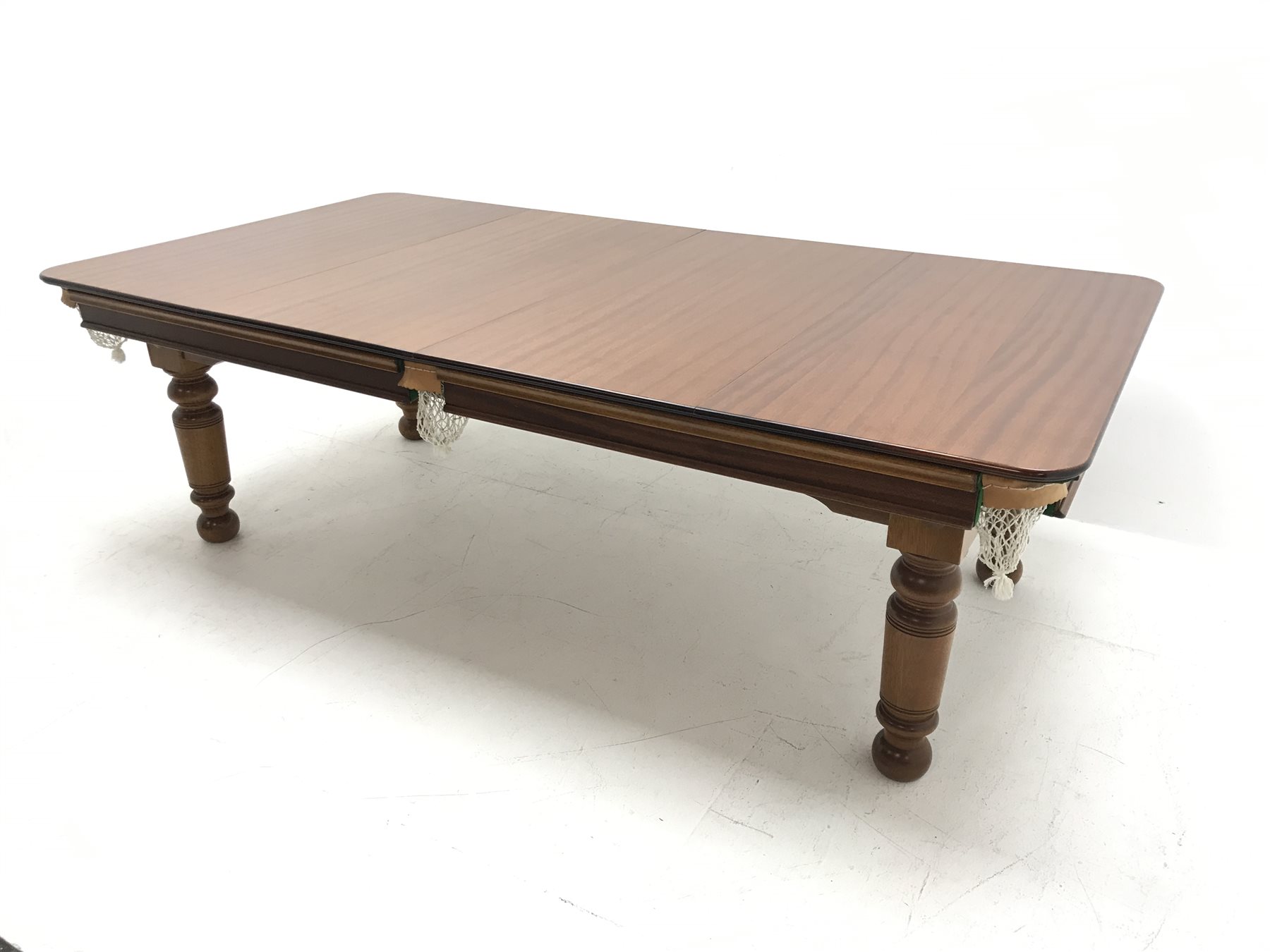 20th century mahogany framed billiard/dining table, rise and fall mechanism, four mahogany leaves, w - Image 8 of 10