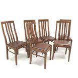 Set six Knights hardwood dining chairs, upholstered seat, square tapering supports, W47cm