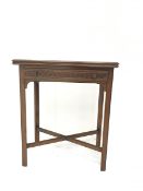 Edwardian mahogany card side table, foldover swivel top, W62cm, D39cm, H71cm