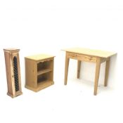 Solid pine side table, single drawer, square tapering supports (W103cm, H80cm, D66cm) and small pine