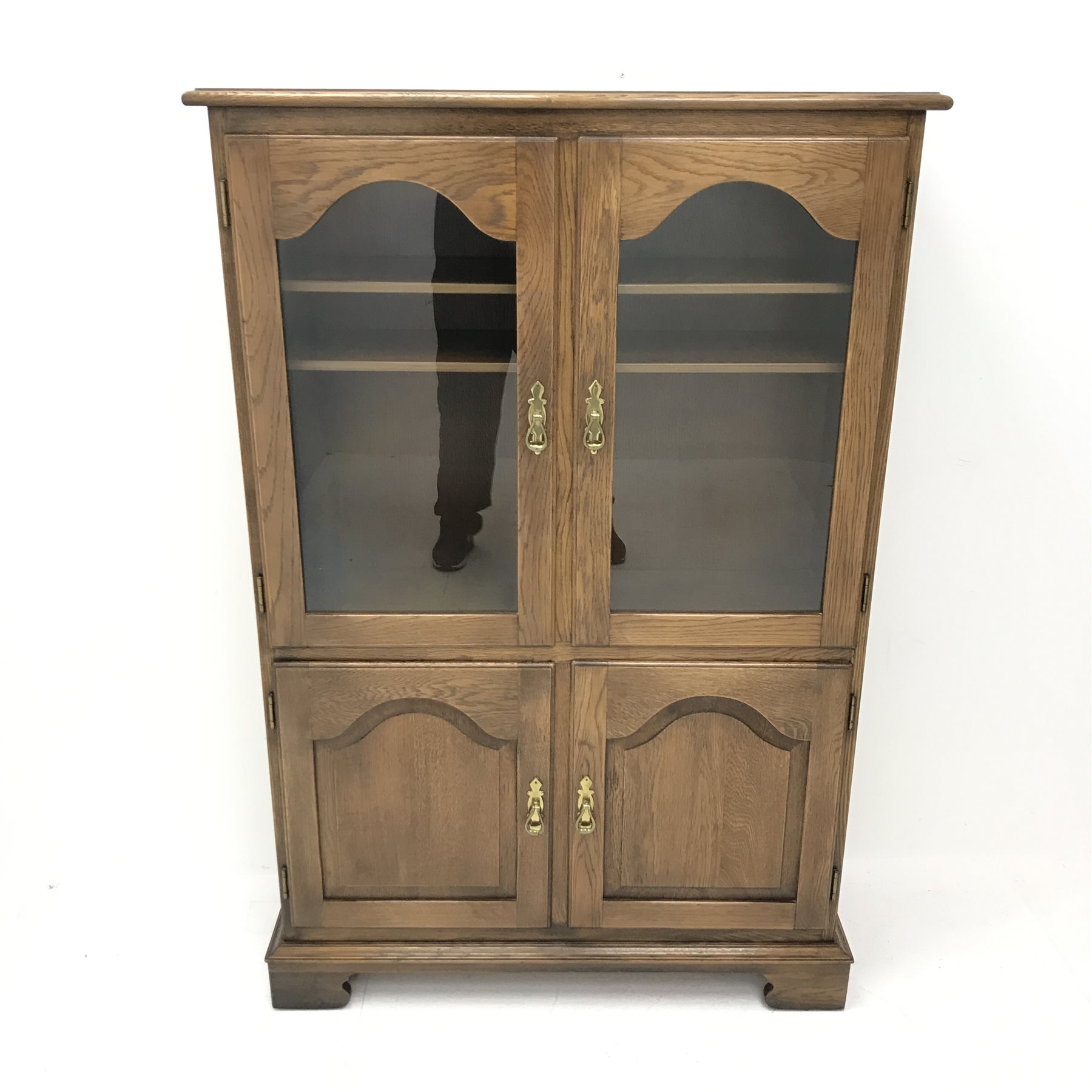 Jaycee - medium oak display cabinet, two glazed doors enclosing two shelves above two panelled cupbo - Image 2 of 3