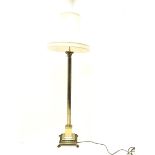 Early 20th century brass standard lamp with shade, H140cm