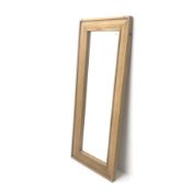 Large rectangular oak framed wall mirror, W170cm, H72cm