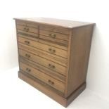 Edwardian walnut chest, two short and three long drawers, plinth base, W99cm, H97cm, D53cm