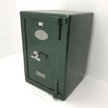 Victorian E.Hipkins & Co Dudley' cast iron safe, single hinged door enclosing drawer, green painted