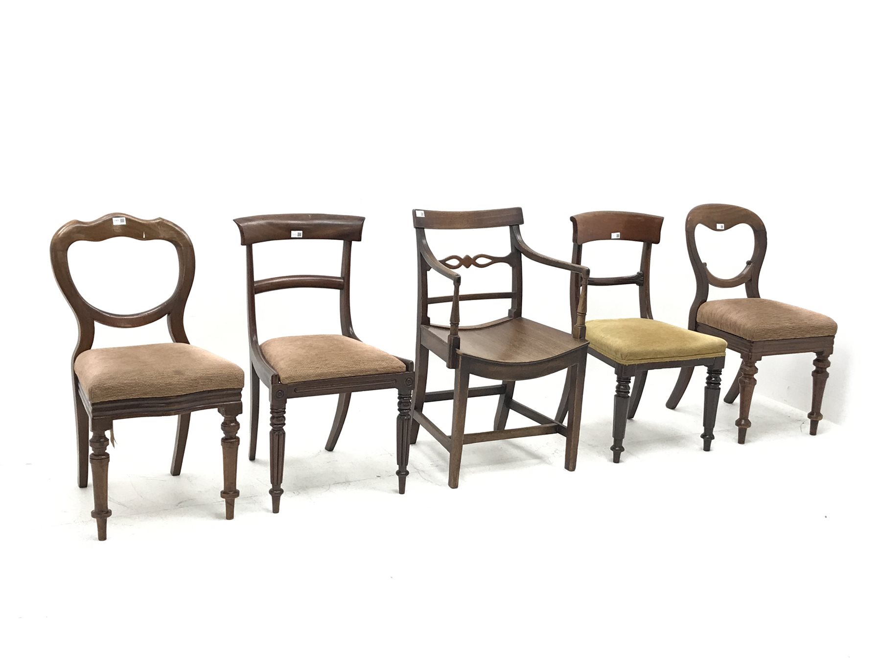 Mixed collection of chairs - early 19th century mahogany chair with Gillows type supports, two Victo