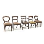 Mixed collection of chairs - early 19th century mahogany chair with Gillows type supports, two Victo