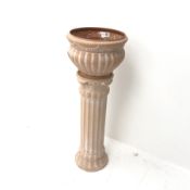 Terracotta jardini�re on classical style column stand, D28cm, H74cm