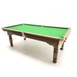 20th century mahogany framed billiard/dining table, rise and fall mechanism, four mahogany leaves, w