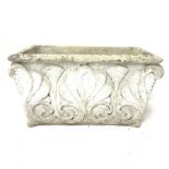 Large rectangular ornate composite stone planter, W86cm, H48cm, D51cm