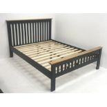 Oak and painted finish 4' 6" double bedstead, W150cm, H106cm, L206cm