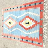 Kelim pale blue ground rug, 180cm x 130cm