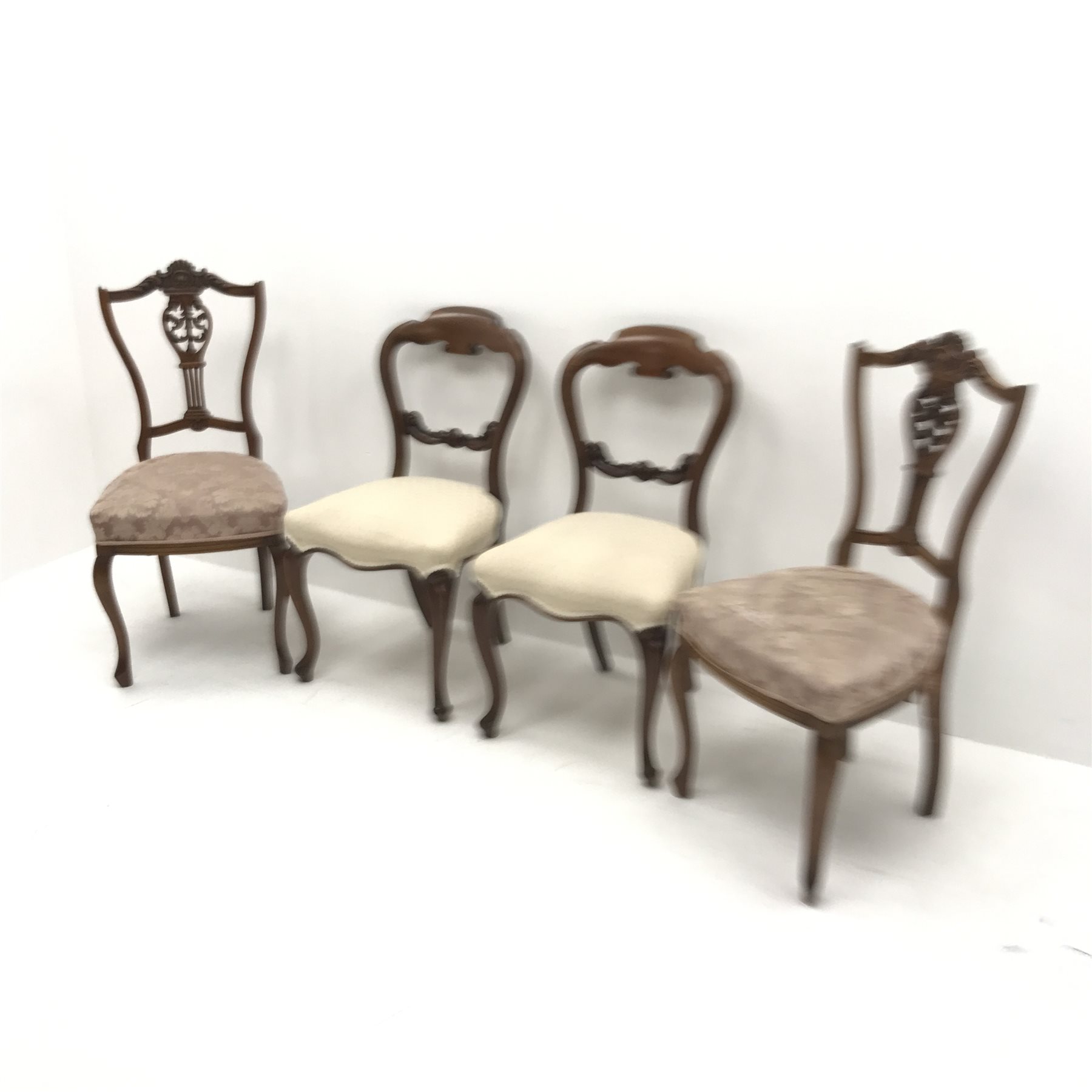 Two Victorian mahogany chairs with upholstered seats (W49cm) and two Edwardian mahogany salon chair - Image 3 of 3