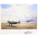 After Alan S Holt (British 20th century): 'Return to France' - First Spitfires to land in France sin