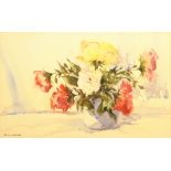 Bill Lowe (British 1922-2006): 'Mixed Roses' still life, watercolour signed, titled verso 31cm x 49c