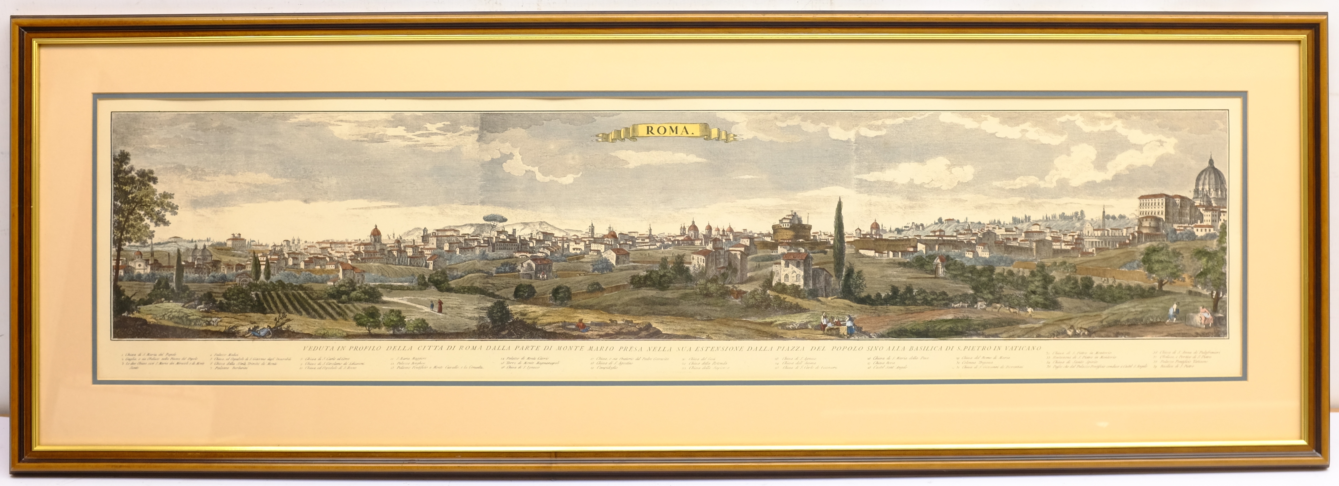 After Giovanni Volpato (Italian 1735-1803): 'Roma' - Panoramic View of Rome from Mount Mario, reprod - Image 4 of 4