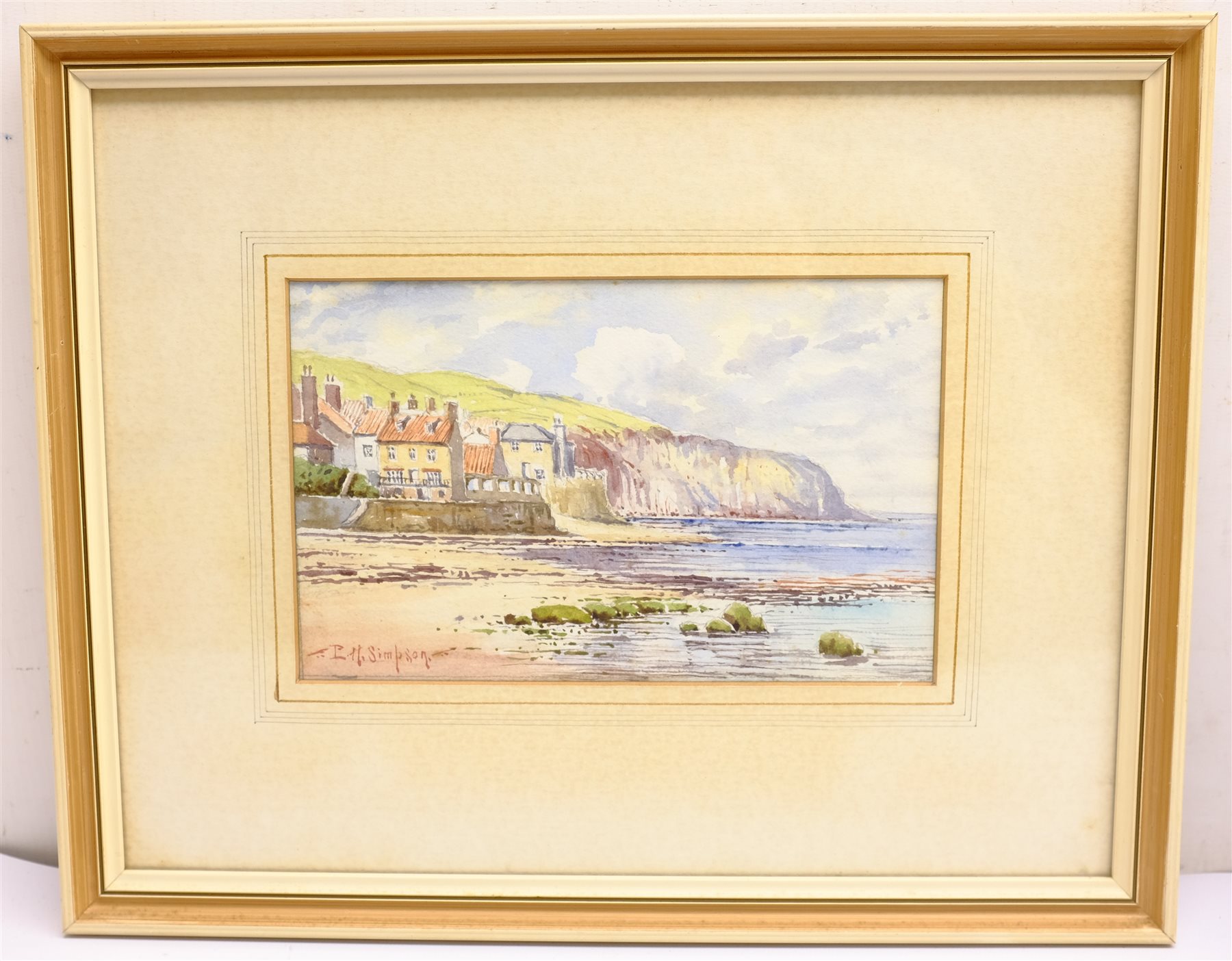 Edward H Simpson (British 1901-1989): 'Scarborough from Cornelian Bay' & 'The Beach Robin Hoods Bay' - Image 4 of 6