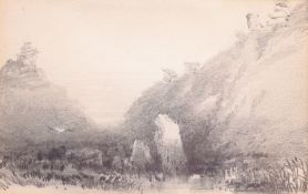 Henry Barlow Carter (British 1804-1868): 'Valley of the Rocks Lynton Twilight', pencil unsigned, tit