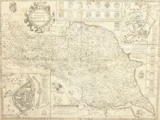 After John Speed (British 1552-1629): 'The North and East Ridins [sic] of Yorkshire', engraved map p