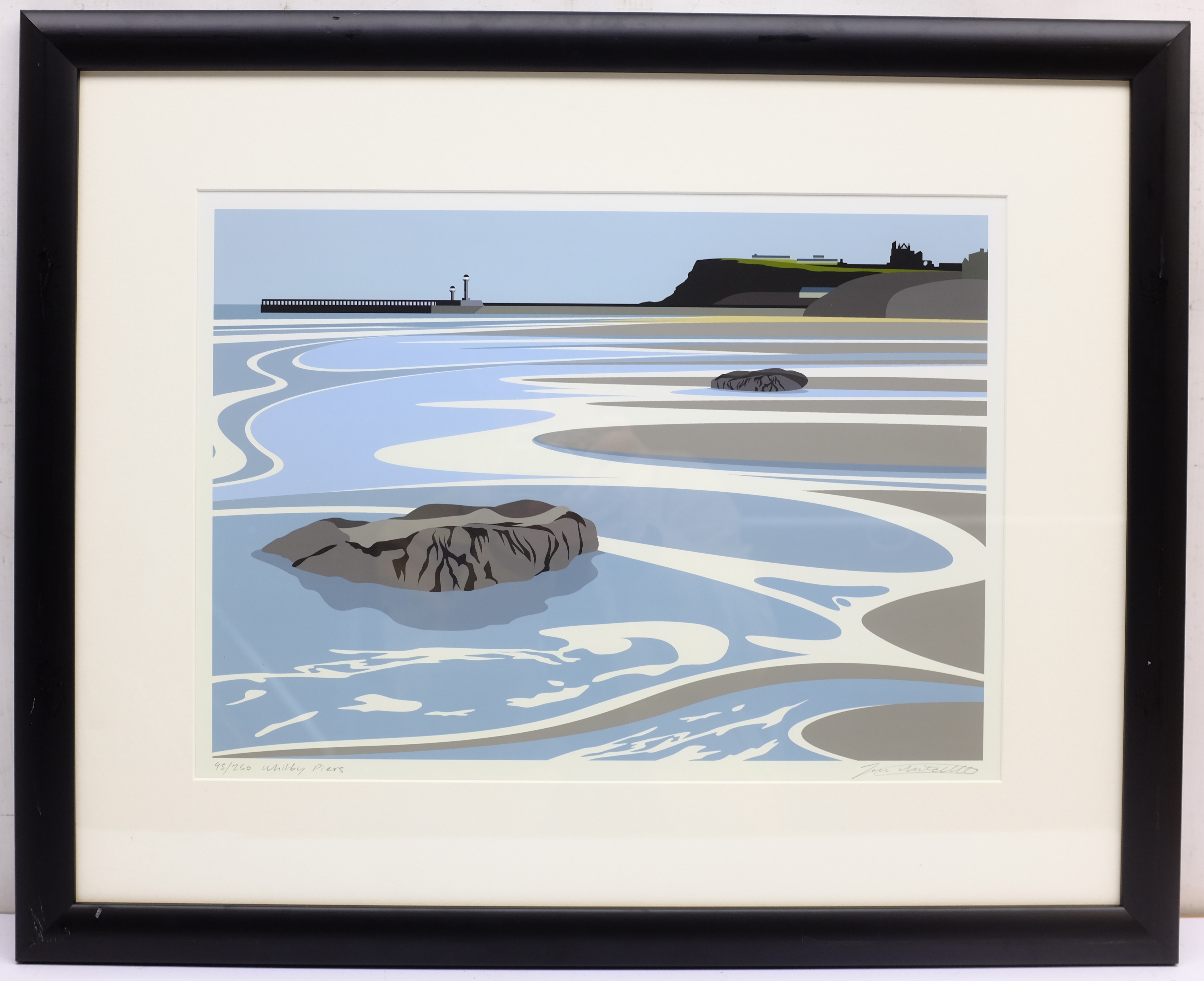 Ian Mitchell (British Contemporary): 'Whitby Piers', limited edition digital lithograph signed, titl - Image 4 of 4
