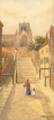 Alfred Durham (British early 20th century): St Mary's Steps Scarborough, watercolour signed; After L