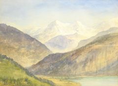 Alfred Young Nutt (British 1847-1924): 'Lake Thun Switzerland', watercolour inscribed verso 27cm x 3